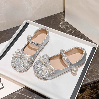 Girls Crystal Sparkle Princess Shoes Kids Fashion Leather Comfortable Party Performance Flats for Toddlers