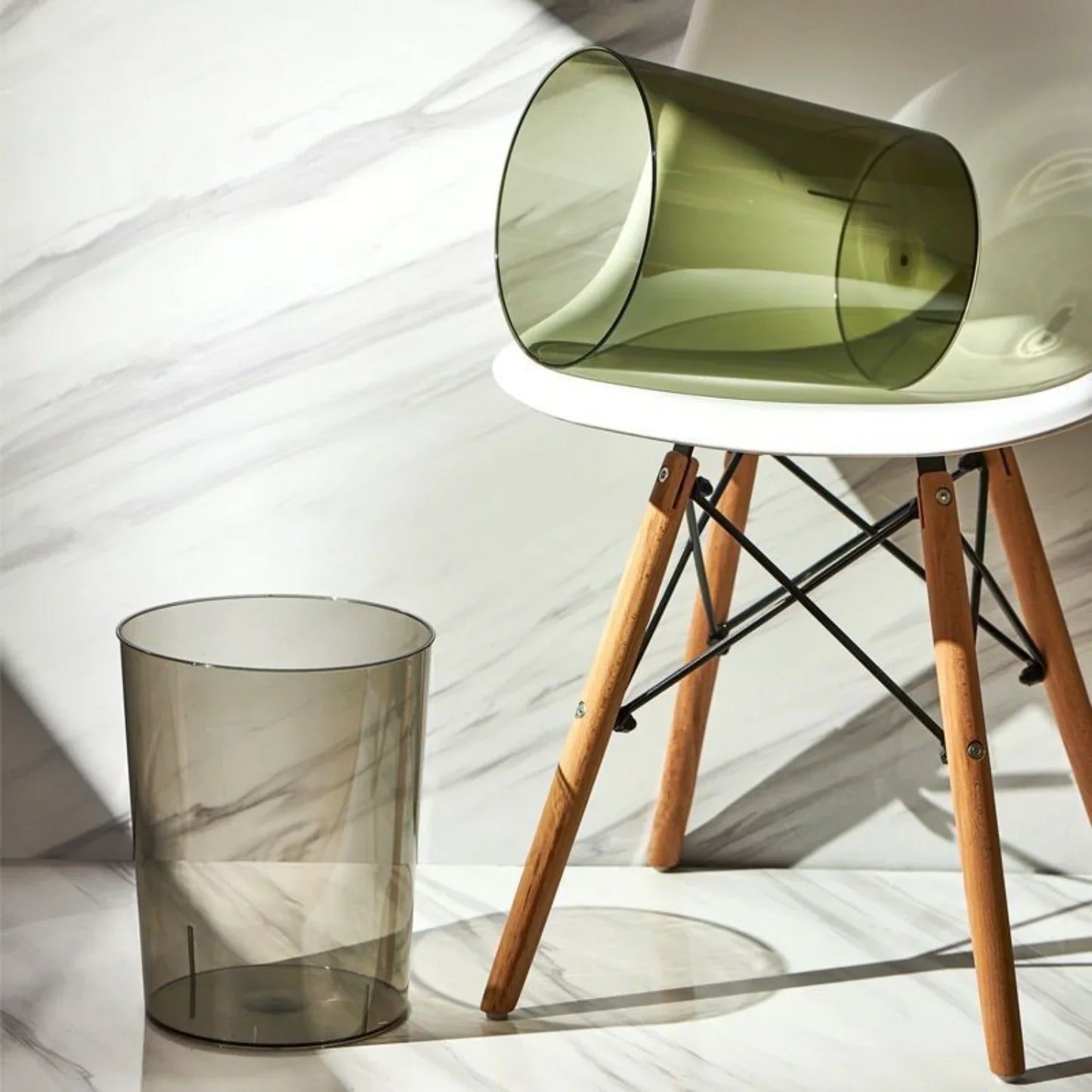 Transparent Trash Can for Office Living Room - Multi-functional Wastebasket for Waste Paper and Ice Bucket