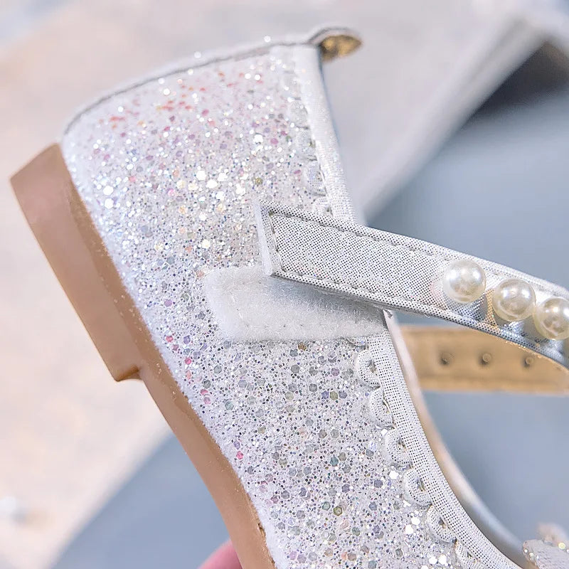 Bowtie Kids Leather Shoe Fashion Causal Sequins Children Causal Wedding Flat Shoes Autumn Girl Princess Shoes