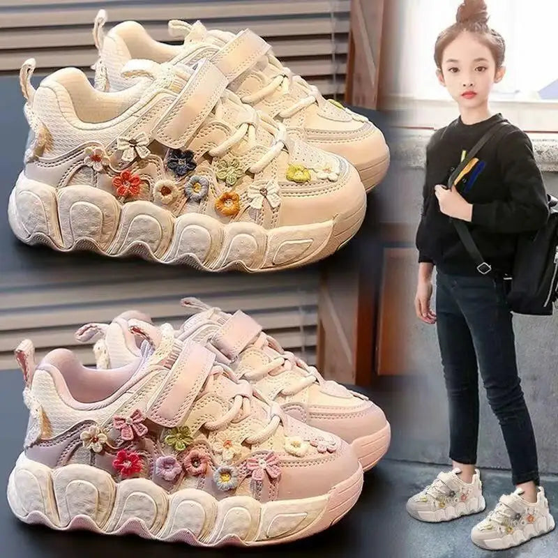 Kawaii Casual Shoe Fashion Childrens Shoes Girls Princess Sneakers Non-Slip New Autumn Running Shoes for Kids Girls Casual Wear