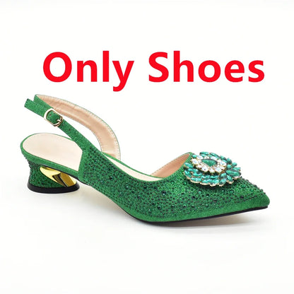 Luxury Designer Pumps Women Full Rhinestone Designer Shoe and Bag Sets From Italy