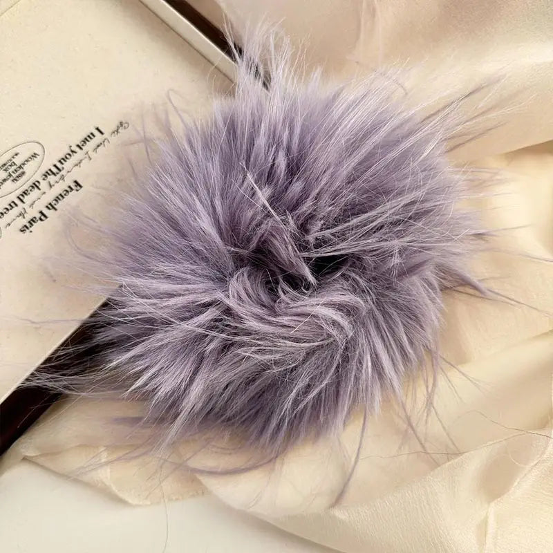 Large Feather Hair Rope Women Lady Elegant Black White Feather Elastic Hair Band Winter Headwear Fluffy Hair Scrunchy Hair Ring