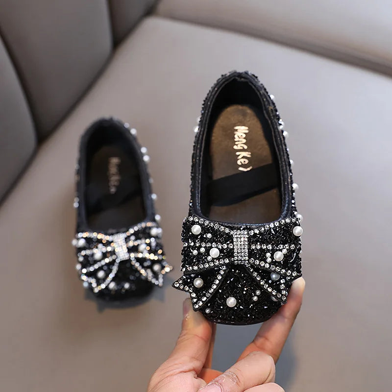 Kids Girls Sandals Fashion Sequins Rhinestone Bow Girls Princess Baby Girl Shoes Children Flat Sandals Size 21-36