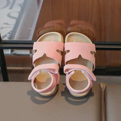 Boys Girls Sandals PU Suede Soft Beach Shoes For Children Casual Hook Loop Anti Slip Kids Sandals