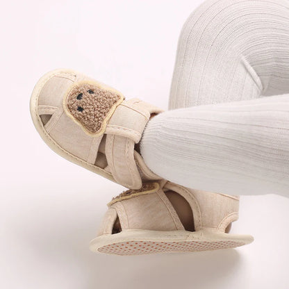 Summer Baby Walking Shoes Baby Shoes Male Sandals Female Cute Cartoon Breathable Shoes Soft Sole Non slip Shoes Headband