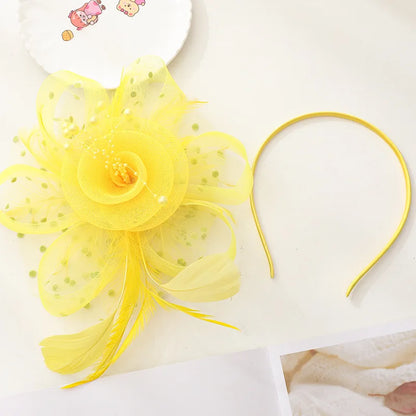 Women's Fashion Flower Feather Bead Hair Clip Bridal Hairband Brida Barrettes Hair Accessories Jewelry