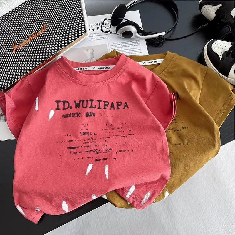 Children's Clothes Summer Thin Loose Casual Kids Tracksuit Popular Design Baby Boy Short Sleeve Suit T-shirt Shorts