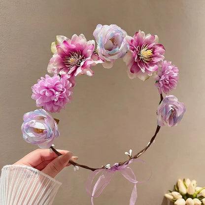 Bohemia Style Bride Garland Simulation Flower Hair Ornaments Simulation Wreath Thai Adjustable Seaside Vacation Headdress Party