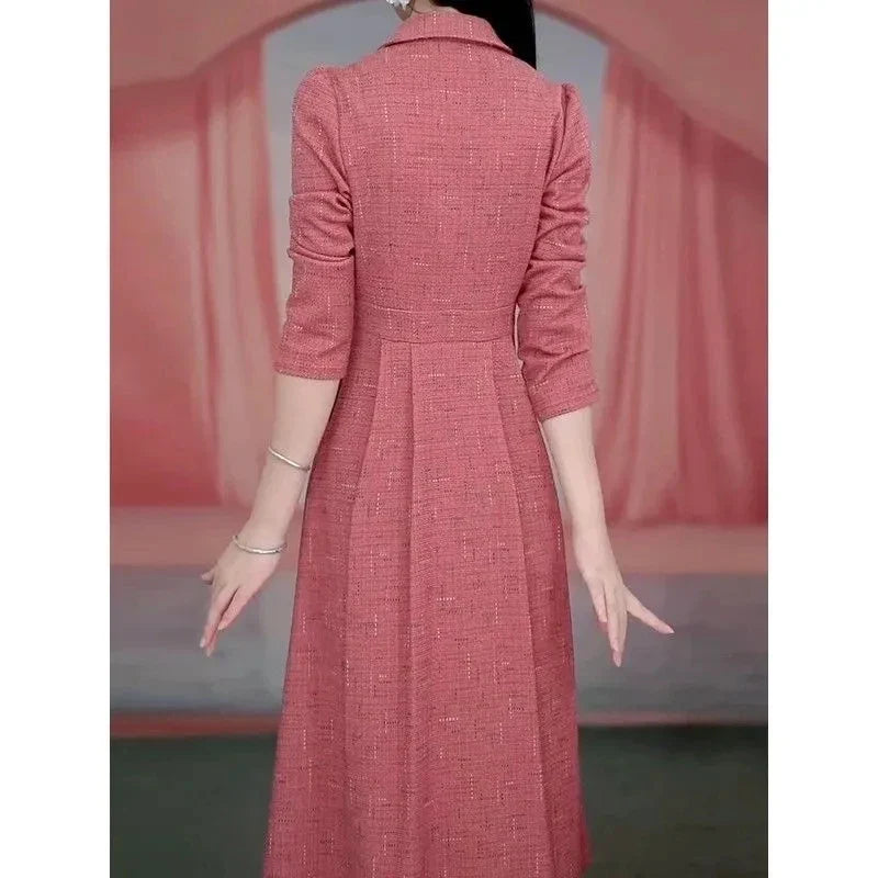 Western-style Women's Dress  Spring Autumn Female Fashion New Temperament Long-sleeved Dresses Korean Shrinking Slim Dress.