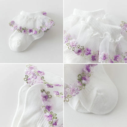 New Children's Socks With Lace Princess Girls Frilly Sock Soft Infant Baby Socken White Socks For Kids 0-10Years High Quality