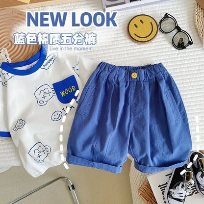 Summer Children Clothes Boys Girls Short-sleeved Striped T-shirt +Shorts 2Pcs Set Babies Fashion Round Neck Outfits Kids Suits