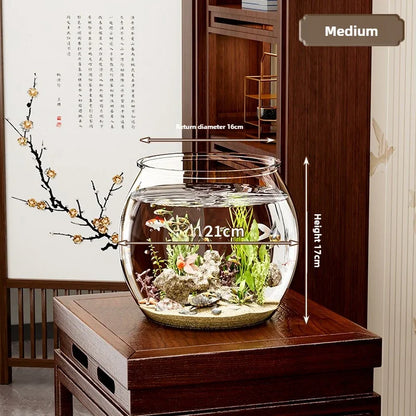 PET Transparent Fish Tank  Durable Desktop Goldfish Turtle Tank Drop-Resistant Hydroponic Plant Holder  Round Water Basin