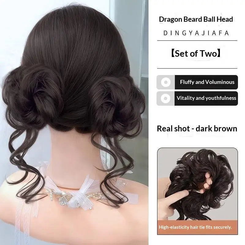 Messy Bun Hair Piece Tousled Updo With Tendrils Hair Bun Extensions Wavy Curly Hair For Women