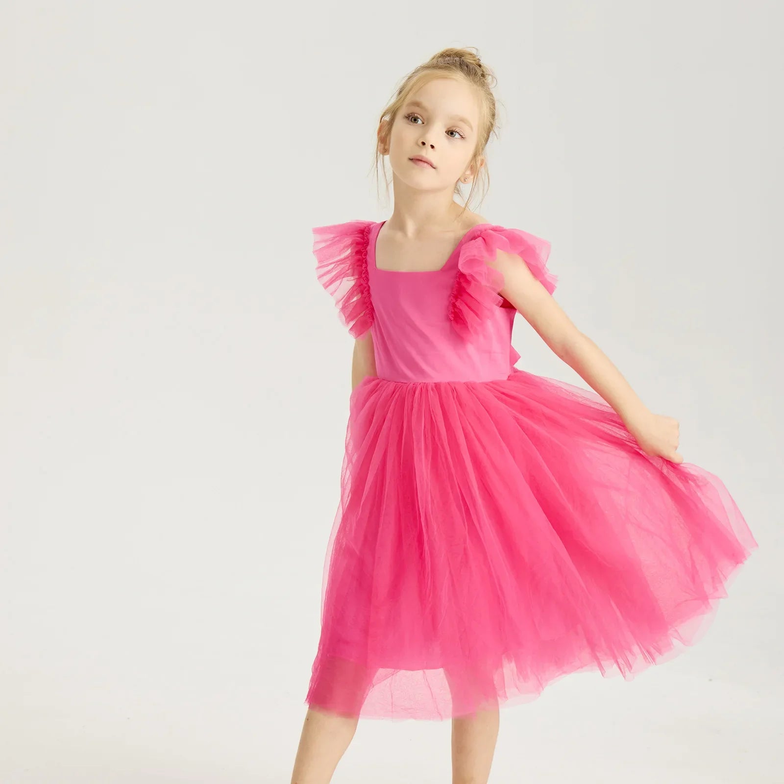 New Little Girls Party Dress for Princess Dress Solid Child Clothes Flower Girl Birthday Princess Dress for Kids