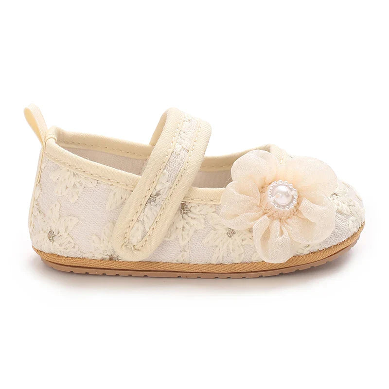 New Baby Shoes Lace Embroidered Shoes Exquisite Princess Shoes Anti Slip Soft Soled Women's Baby Walking Shoes