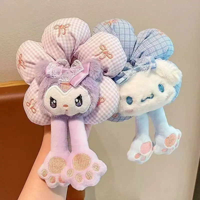 Sanrio Cute Cartoon Animal Flower Large Intestine Scrunchie My Melody Head Rope Kuromi Kawaii Head Tie Hair Rope Hair Ornament