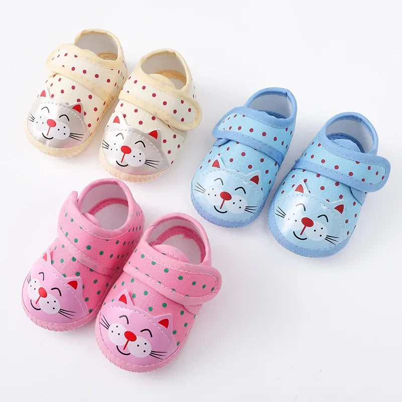 Newborn Baby Boy Girls Shoes Spring Autumn Lovely Floral Embroidery Anti-Slip Sneaker Crib Shoes Soft Cotton Cute First Walkers