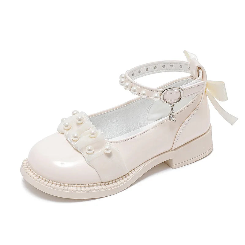 Spring Autumn Girl Glossy Leather Shoes Fashion Children Princess Causal Dress Flats Sweet Bowtie Kids School Mary Jane Shoes