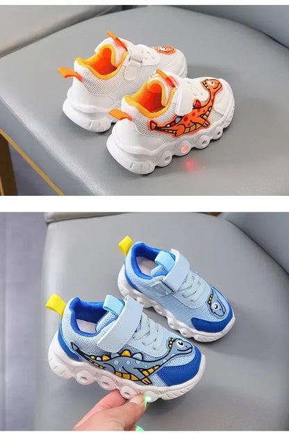 Children Cute Cartoon Boys Casual Sneaker for Children Shoes Girl Mesh Breathable Lighting Shoes Baby Illuminated Shoe