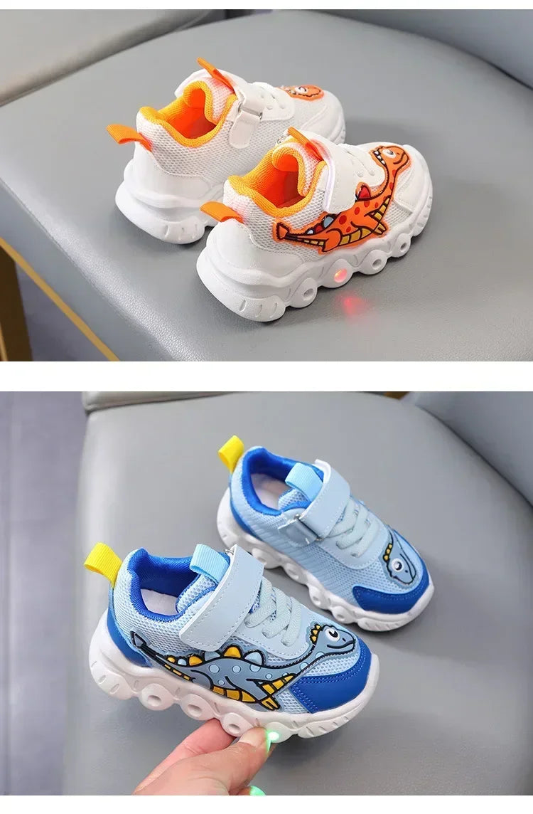 Children Cute Cartoon Boys Casual Sneaker for Children Shoes Girl Mesh Breathable Lighting Shoes Baby Illuminated Shoe