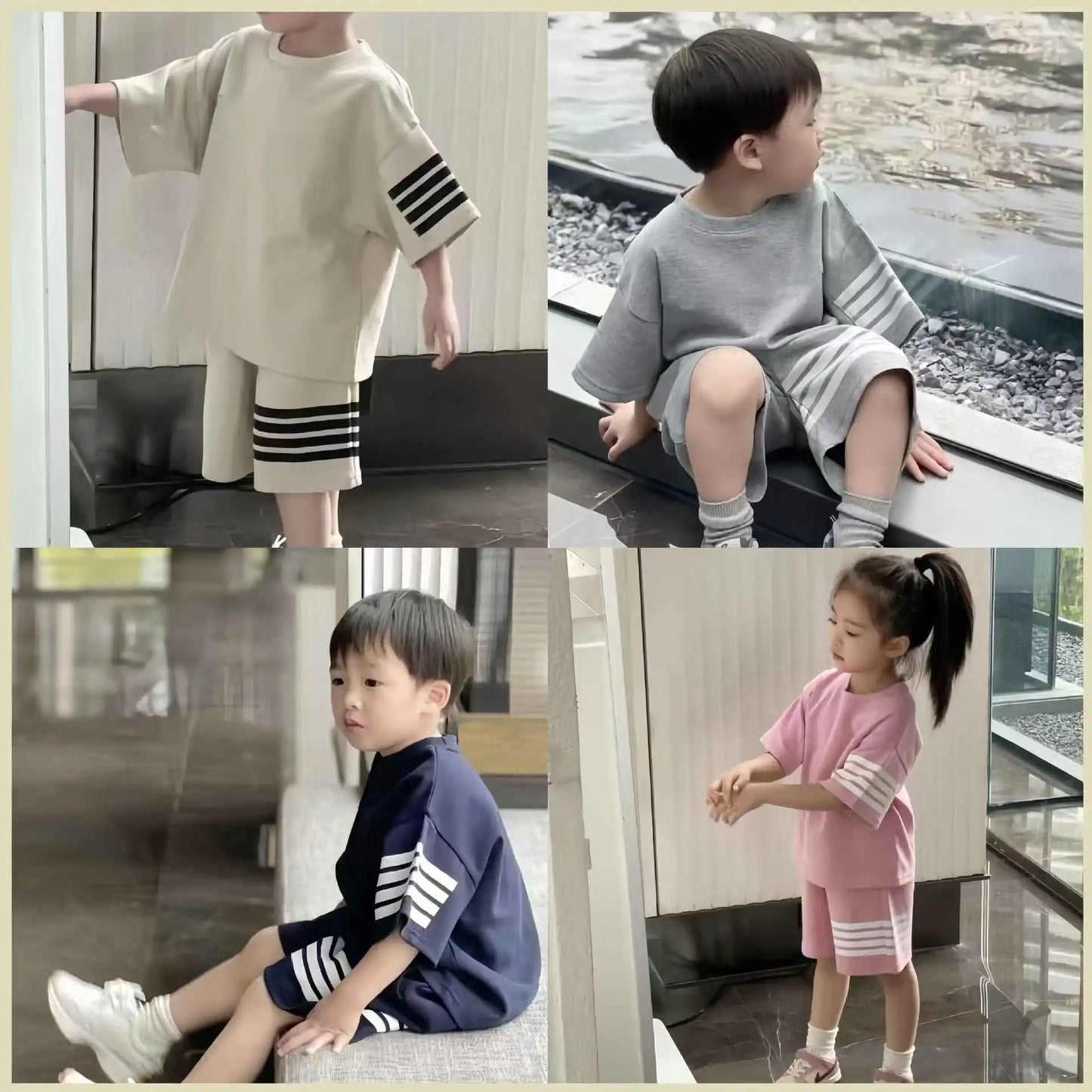 2pcs Baby Sports Suits Summer Clothes Boys Girls Casual Short Sleeve Shorts Two Piece/Set Children Solid Color Trendy Tracksuits
