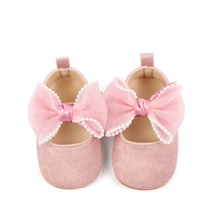 Baby Shoes Girl Baby Cute Bow PU Princess Shoes Soft Cloth Sole Comfortable Walking Shoes Spring and Autumn Sweet Design