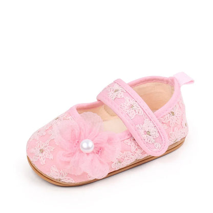 Baby Girls Princess First Walking Toddler Shoes With High Quality Embroidery Design And TPR Sole For 0-18M Baby