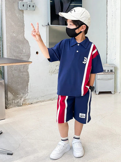 Summer Baby Boys Clothes Suits Kids Patchwork POLO Shirts and Shorts 2pcs Suit Children Short Sleeve Tracksuits Boys Sports Set