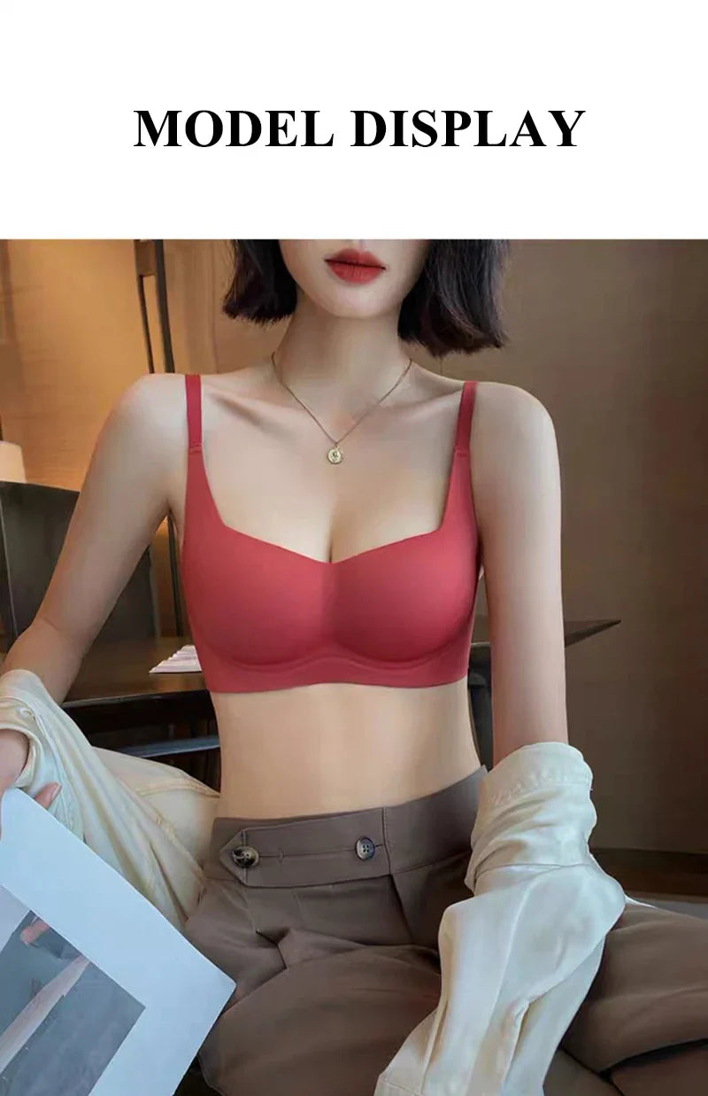 Wireless Push Up Bra for Women Soft Comfortable Anti-Sagging Upper  Support Gathering Lingerie Small Breasts ABC Cup Underwear