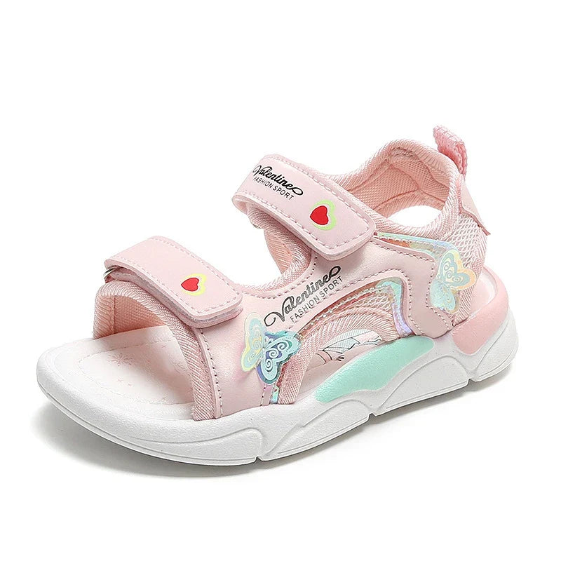 Sandalias Princess Sandals Summer New Cartoon Girl Shoe Soft Sole Baby Sandals Fashion Beach Shoe Flat Sandals Kid Shoe