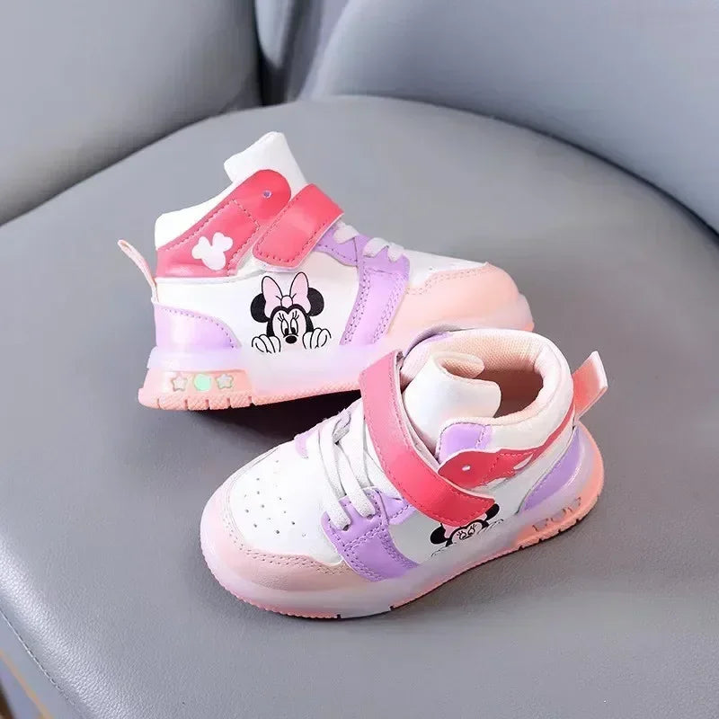Cute Minnie Mickey Cartoon Led Lighted Shoes for Boys Girls Luminous Shoes Toddler Flash Lights