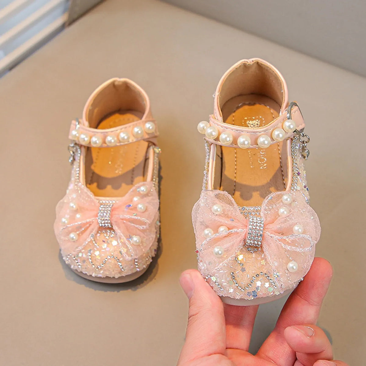 Big Girls Slides Girls Sandals Closed Toe Heels Wedding Party Shoes Sequins Bow For Toddler