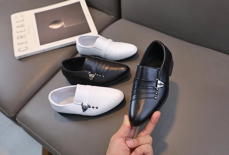 New Kids Shoes for Boys Performance Mary Jane Shoes for Fashion Party Wedding Shows Children Black Slip-on Loafers Leather Shoes