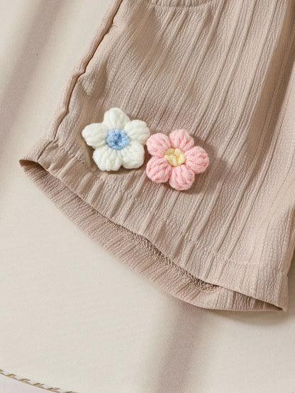 Children's Clothing Sets Small Flower Sleeveless Top + Bow Shorts 2pcs Sets Toddler Girl Clothes Kids Boutique Clothes