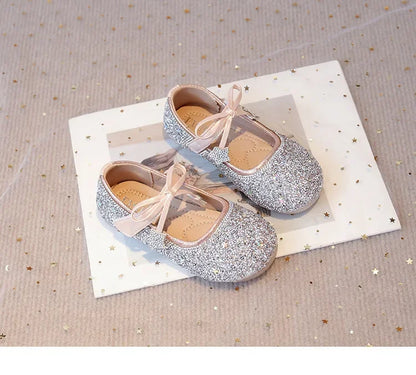 Girls Princess Shoes Round Toes Sweet Bows