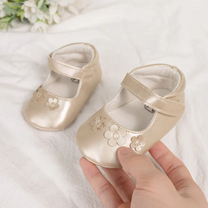 Gold Tie Cute Bow Flower Baby Princess Shoes Wedding Birthday Party Non-Slip Soft Sole Baby Toddler Shoes