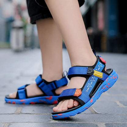 Boys Beach Shoes Open Toe Summer Shoes With Straps Sports Sandals Soft Non-Slip Slide Shoes Sports Flat Shoes For Outdoor
