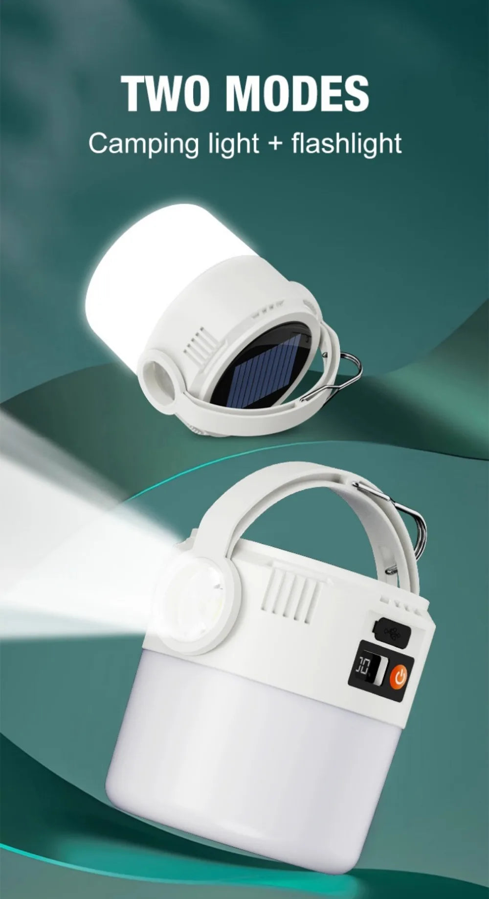 Outdoor Solar Lantern Waterproof Design Dual Light Modes Portable Lightweight Long Runtime Solar Powered Camping Emergency Light