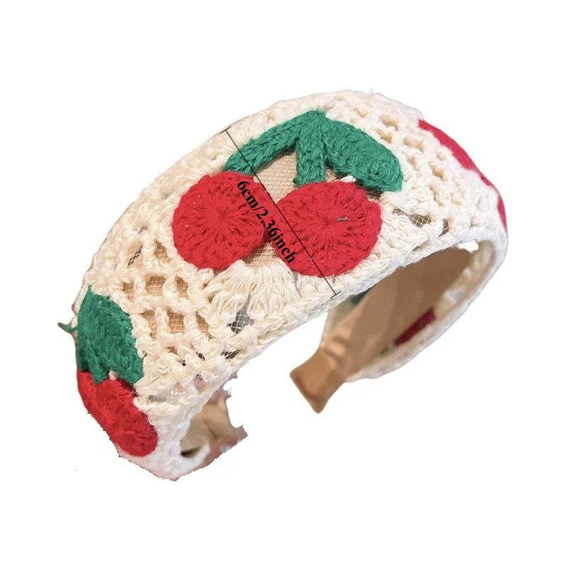 Sweet Embroidery Flower Kids Hair Hoops Colorful Knit Woolen Autumn Winter Wide Hairband for Girl Headwear