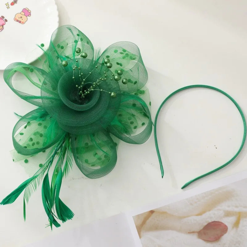 Women's Fashion Flower Feather Bead Hair Clip Bridal Hairband Brida Barrettes Hair Accessories Jewelry