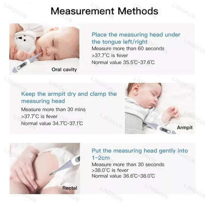 Household Adults Children Thermometers for Fever Thermometer Electronic Soft Head Digital Oral Armpit Temperature Measurement