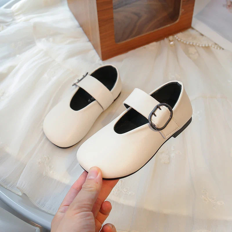 Girls' leather shoes spring new children's round toe flat fashion simple princess shoes single shoes