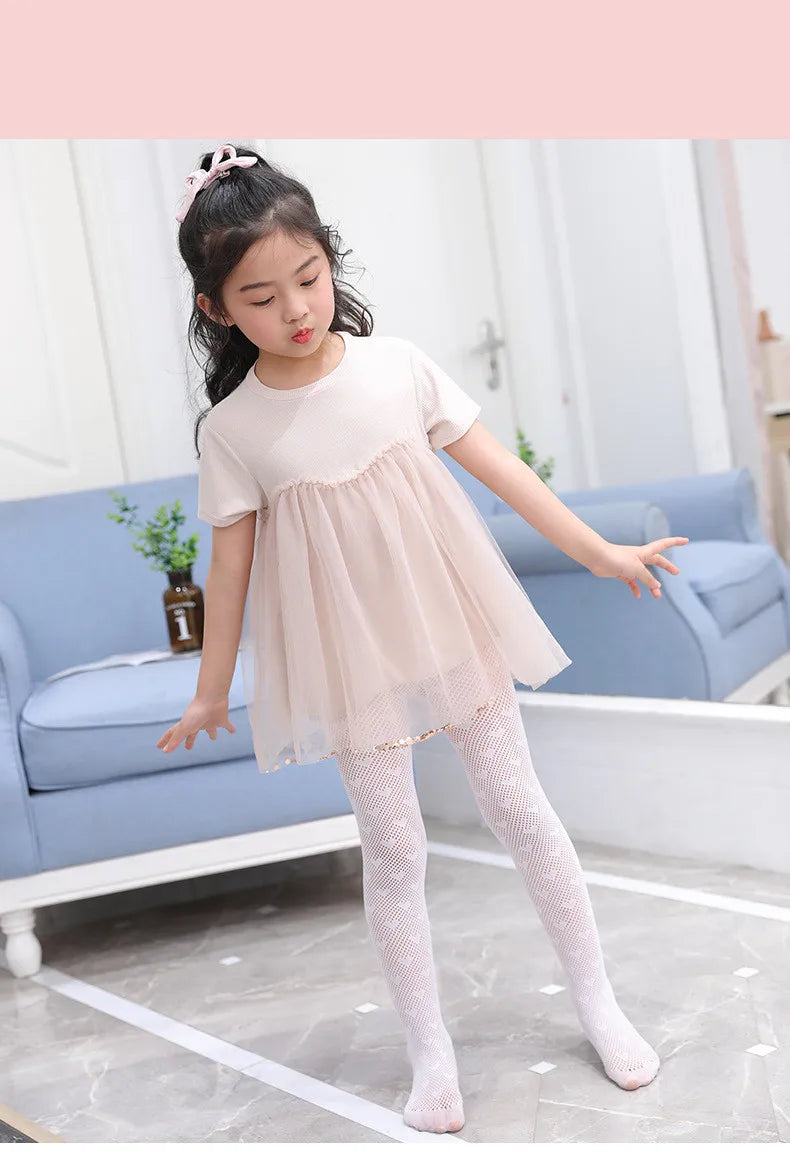 Girls Princess Pantyhose Children Children Summer Thin leggings Mesh Stockings Little Princess White Tight Love Soft Hosiery