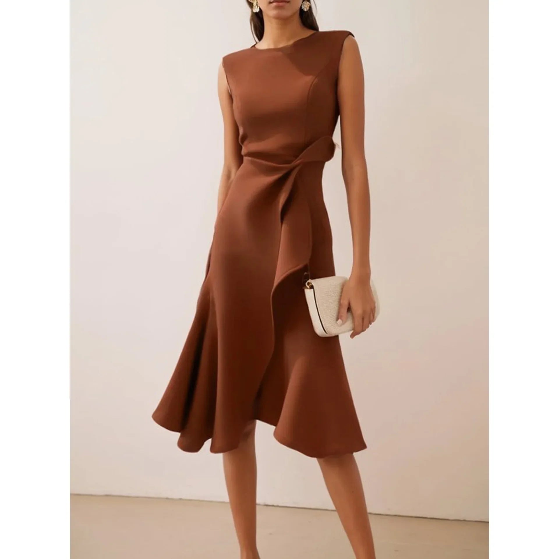 Elegant Women's Evening Dress Autumn Winter Temperament Fashionable Clothing Sleeveless High Waist Personalized Long Dresses
