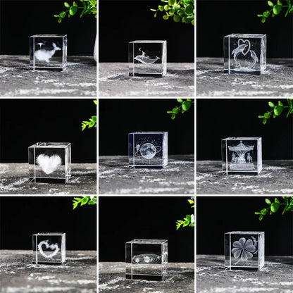 Rain Clouds Raindrop Cloud Square Crystal Ornaments Heart Shape Home Office Decor Birthday Valentine's Day Gifts