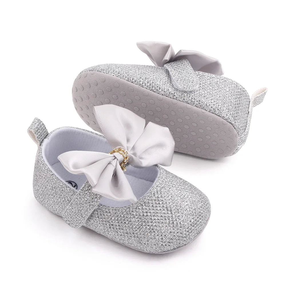 Spring Autumn Beautiful Baby Girl Princess Shoes Soft Soled Butterfly Bowknot Fashion Design Solid Newborn Prewalker Shoes