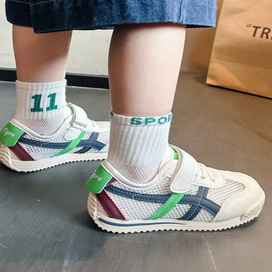 Children's Mesh Shoes Summer Autumn  New Breathable Mesh Boys Forrest Gump Shoes Casual Sports Girls' Board Shoes Green Brow