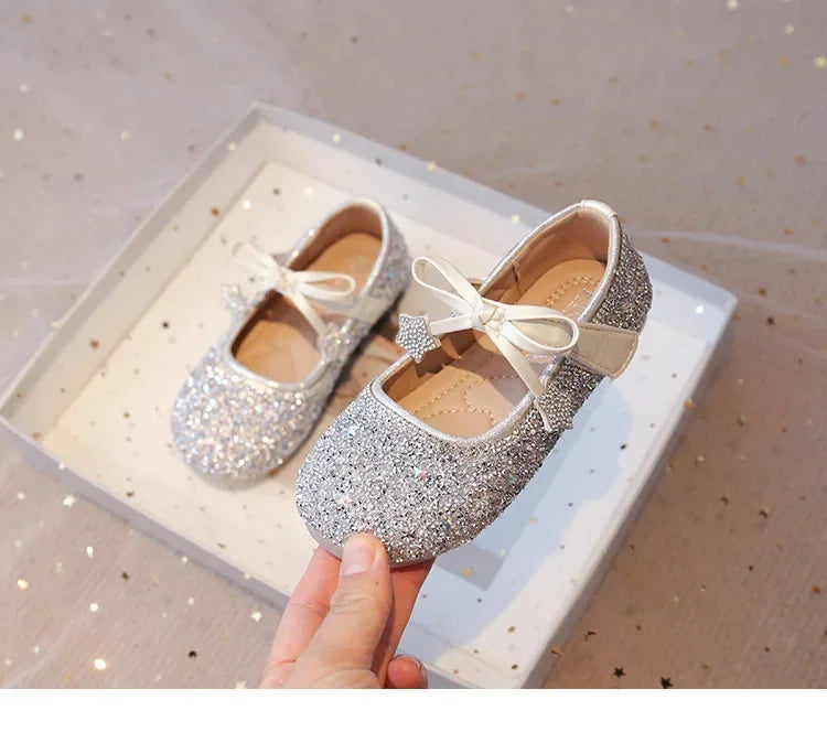 Girls Princess Shoes Round Toes Sweet Bows