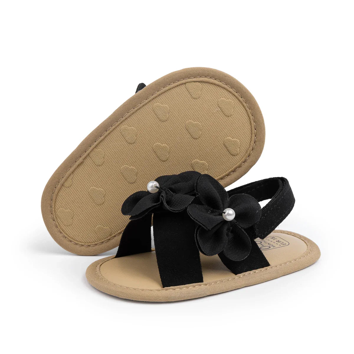 Baby Girls Shoes Flowers With Pearls Summer Cool Princess Sandals Lightweight Comfortable Soft Anti-slip Flat Sole