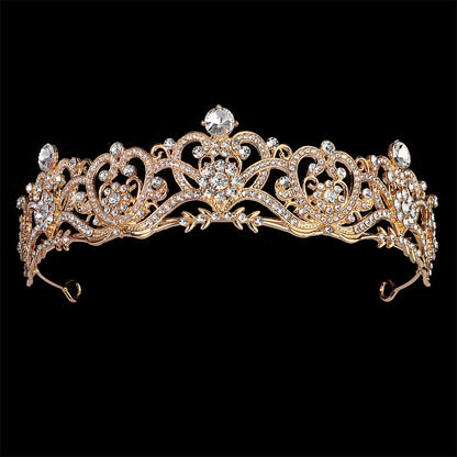 Efily Gold Color Wedding Tiaras and Crowns for Pearl Rhinestone Headband Bride Headpiece Jewelry
